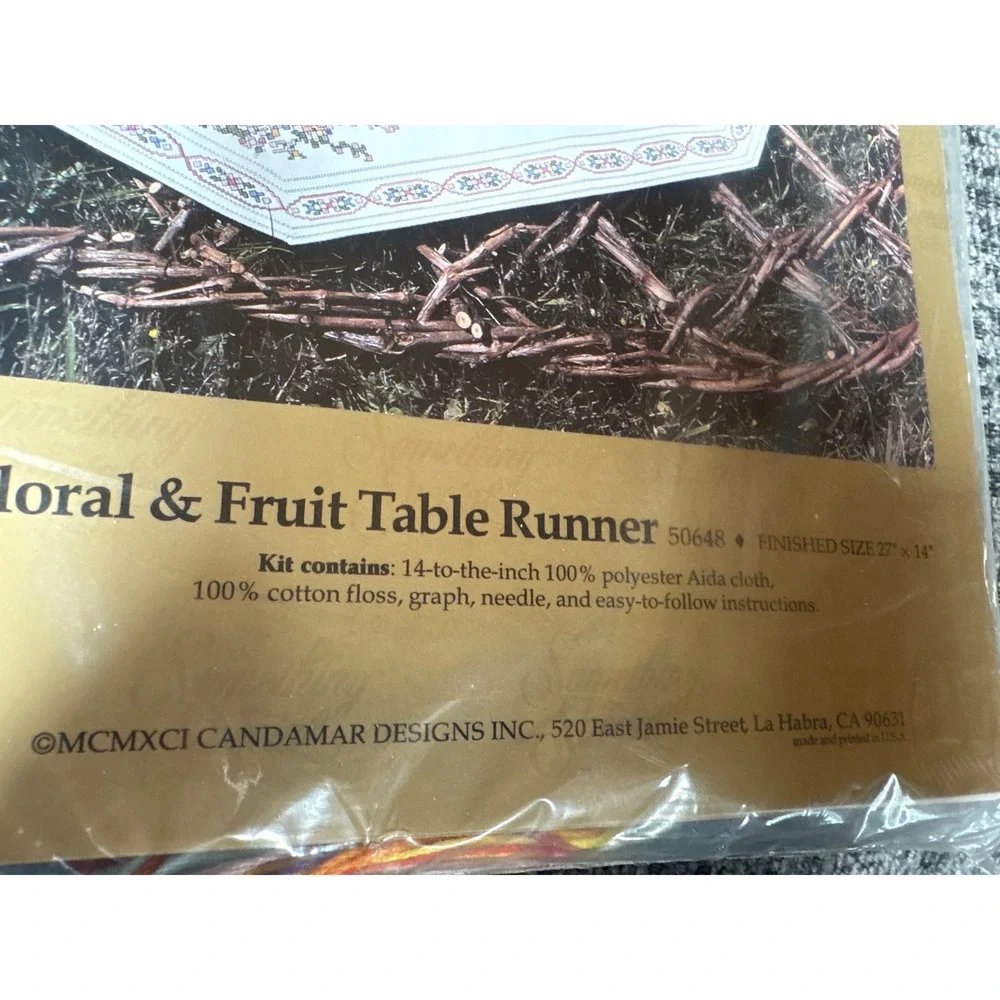 Candamar Designs Something Special Floral Fruit Table Runner Cross Stitch Kit